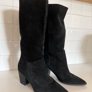 Sam Edelman Women Leahla Pull On Pointed Riding Boots Size US 9.5 Black Suede